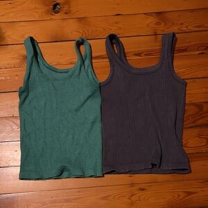 Grace and Lace Ribbed Tank Top - Green & Charcoal (Set of 2)